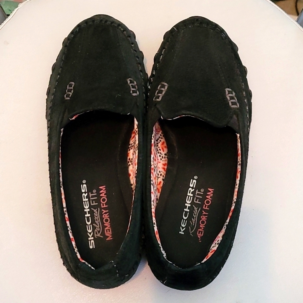 Skechers Black Memory Foam Relaxed Fit Slip On Shoe